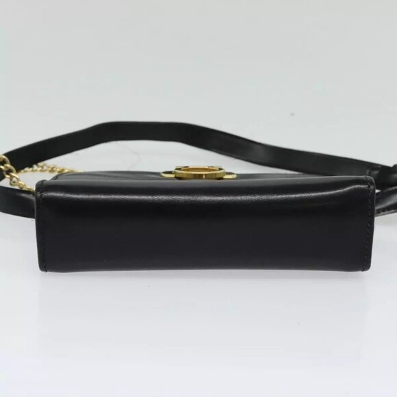 Salvatore Ferragamo Gancini Chain Bag Leather 2way Black Gold Silver Auth hk2202 - Picture 7 of 16
